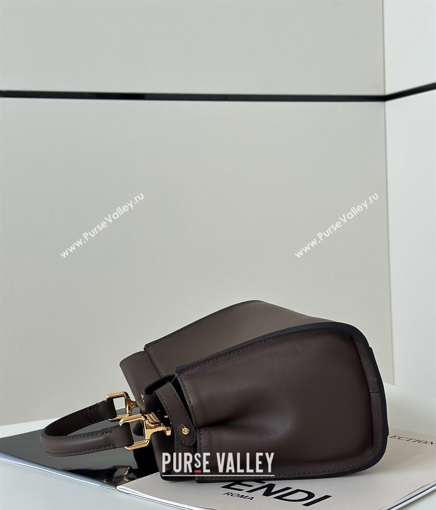 Fendi Peekaboo Mini Bag in Calfskin Leather Dark Grey 2025 2125 Top Quality (CL-250208042)