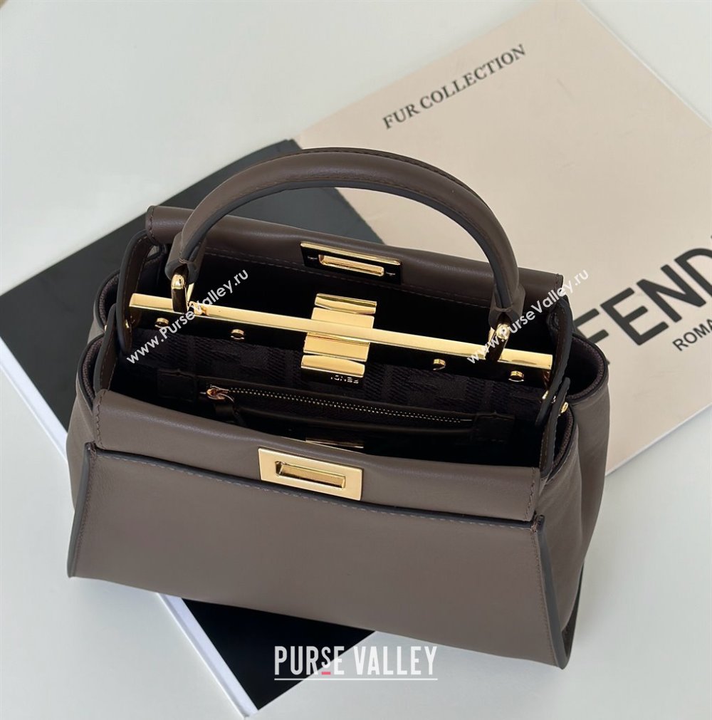 Fendi Peekaboo Mini Bag in Calfskin Leather Dark Grey 2025 2125 Top Quality (CL-250208042)