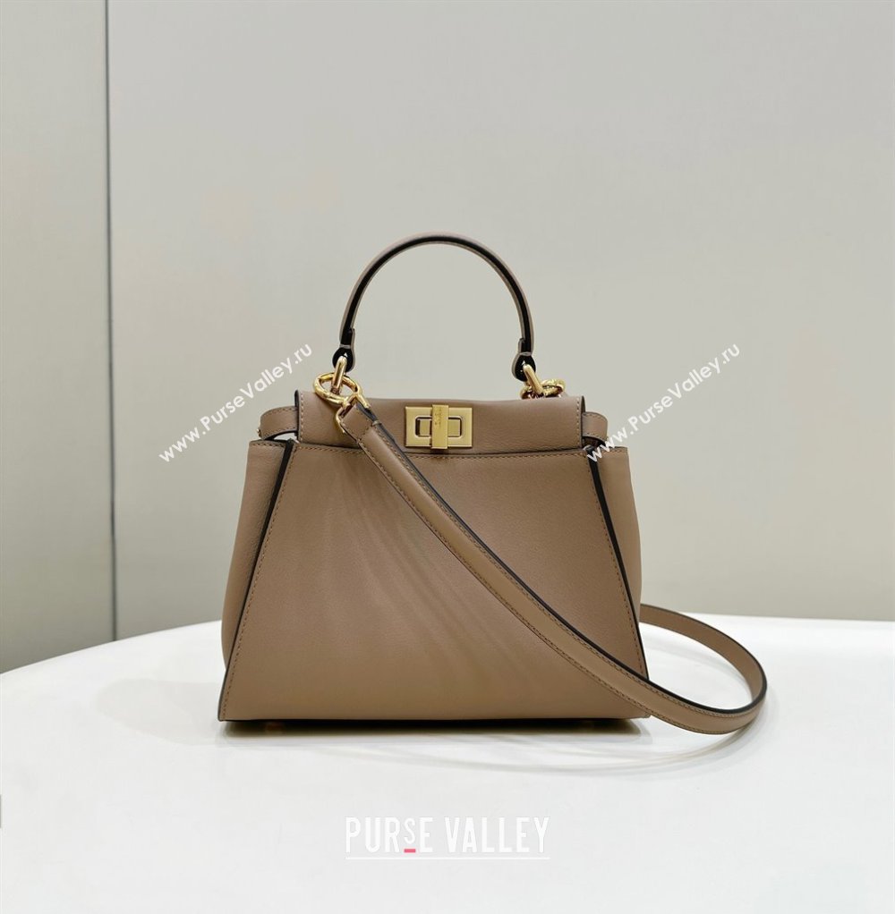 Fendi Peekaboo Mini Bag in Calfskin Leather Light Brown 2025 2125 Top Quality (CL-250208043)
