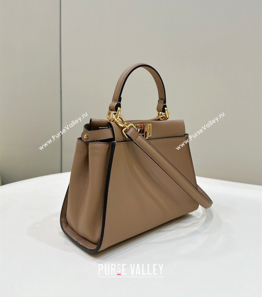 Fendi Peekaboo Mini Bag in Calfskin Leather Light Brown 2025 2125 Top Quality (CL-250208043)