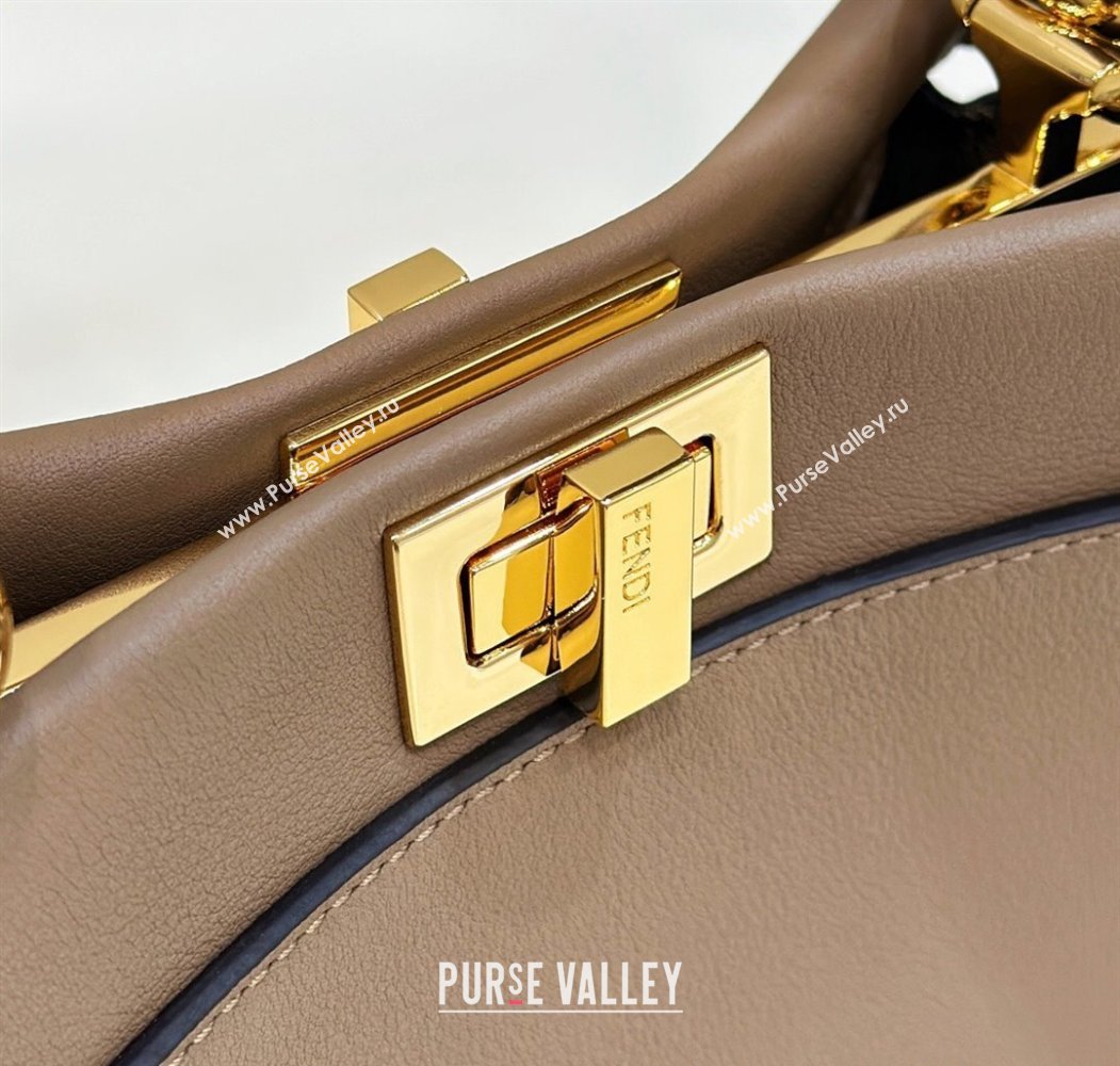 Fendi Peekaboo Mini Bag in Calfskin Leather Light Brown 2025 2125 Top Quality (CL-250208043)