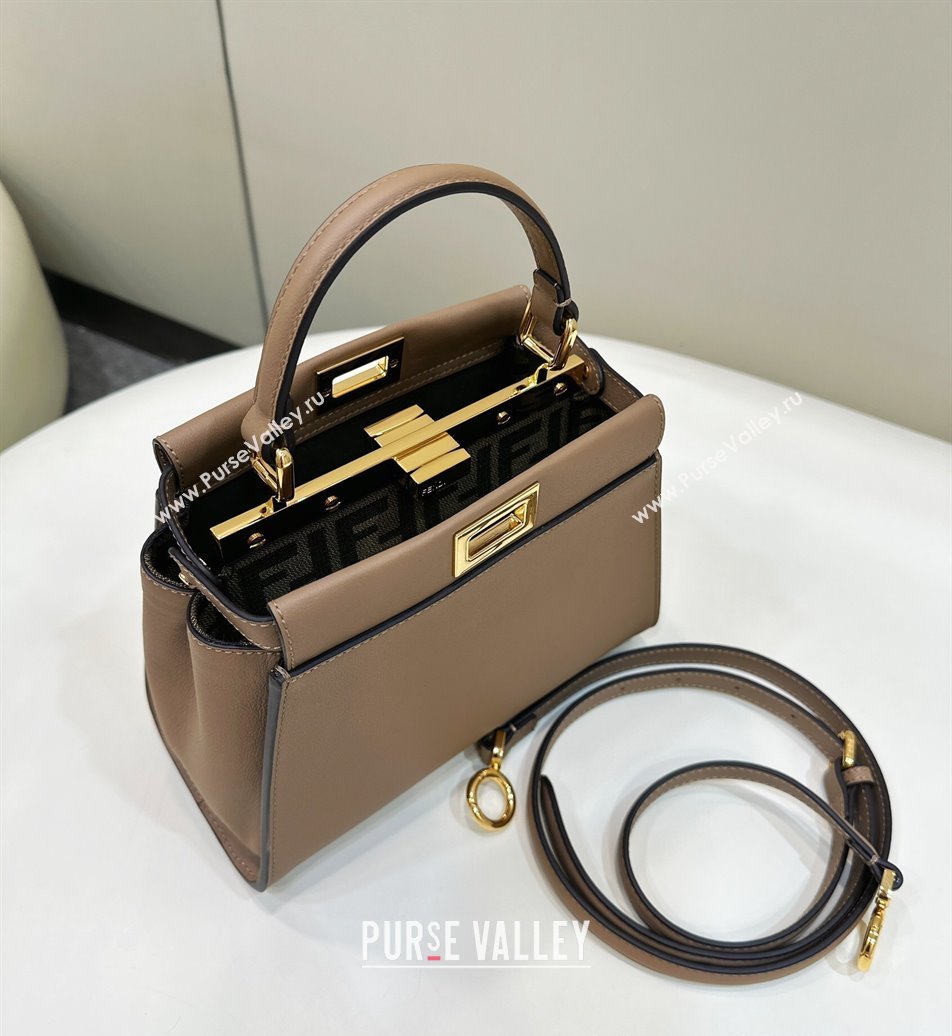 Fendi Peekaboo Mini Bag in Calfskin Leather Light Brown 2025 2125 Top Quality (CL-250208043)