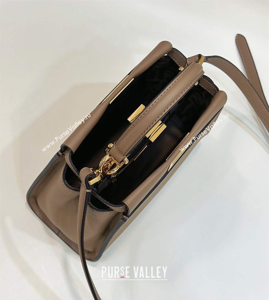 Fendi Peekaboo Mini Bag in Calfskin Leather Light Brown 2025 2125 Top Quality (CL-250208043)
