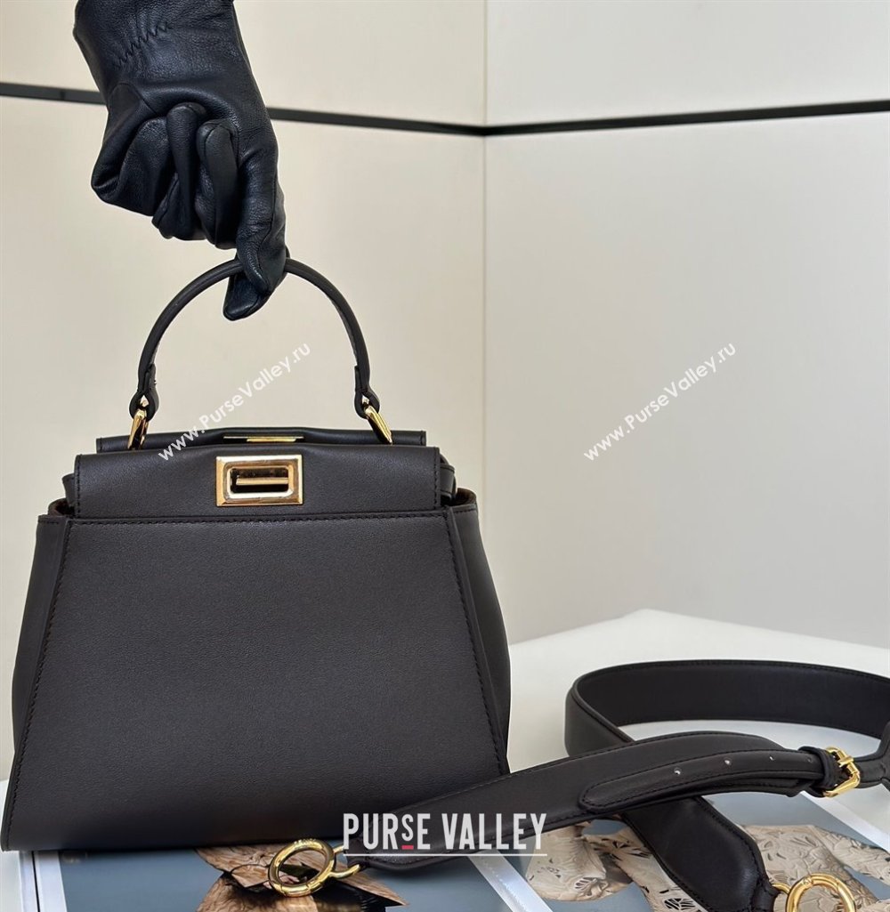 Fendi Peekaboo Mini Bag in Calfskin Leather Dark Coffee Brown 2025 2125 Top Quality (CL-250208044)