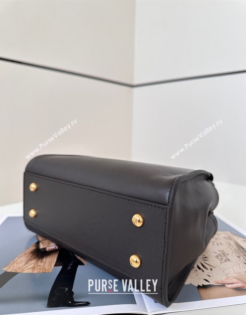 Fendi Peekaboo Mini Bag in Calfskin Leather Dark Coffee Brown 2025 2125 Top Quality (CL-250208044)
