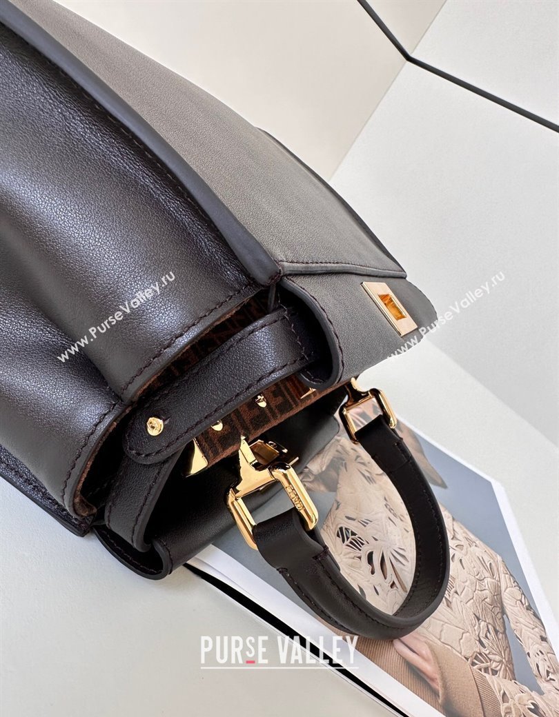 Fendi Peekaboo Mini Bag in Calfskin Leather Dark Coffee Brown 2025 2125 Top Quality (CL-250208044)
