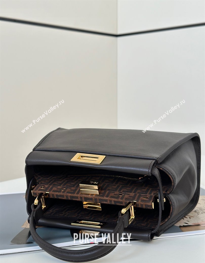 Fendi Peekaboo Mini Bag in Calfskin Leather Dark Coffee Brown 2025 2125 Top Quality (CL-250208044)