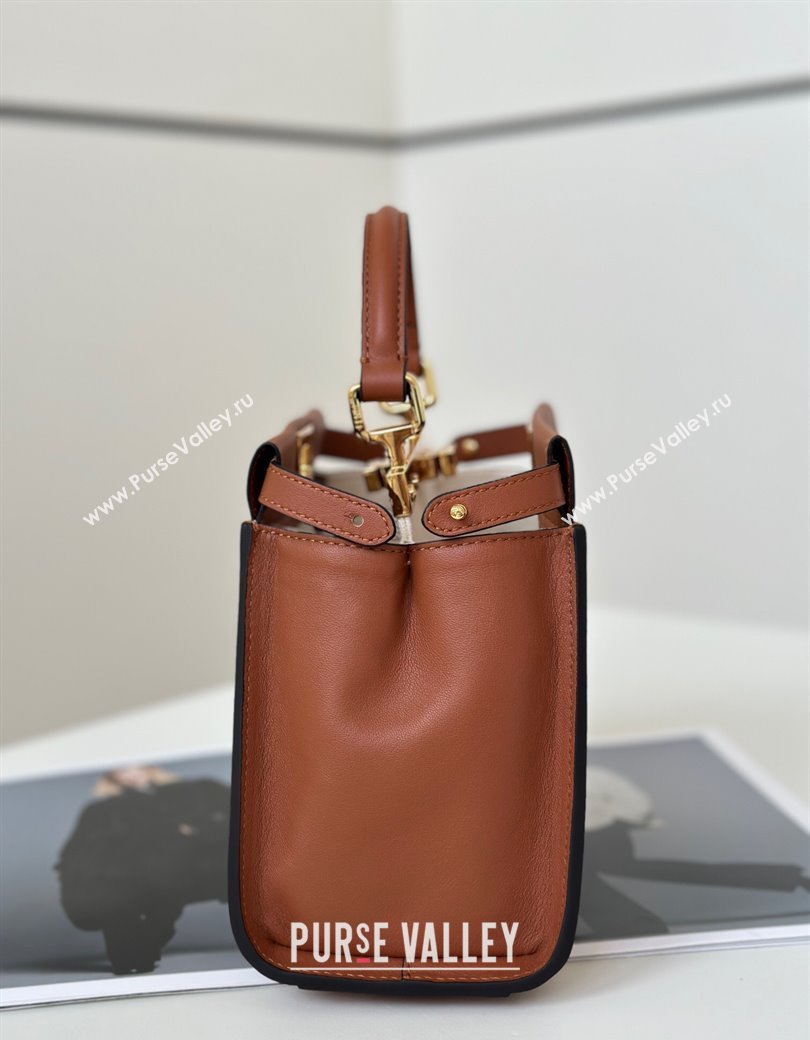 Fendi Peekaboo Mini Bag in Calfskin Leather Caramel Brown 2025 2125 Top Quality (CL-250208045)