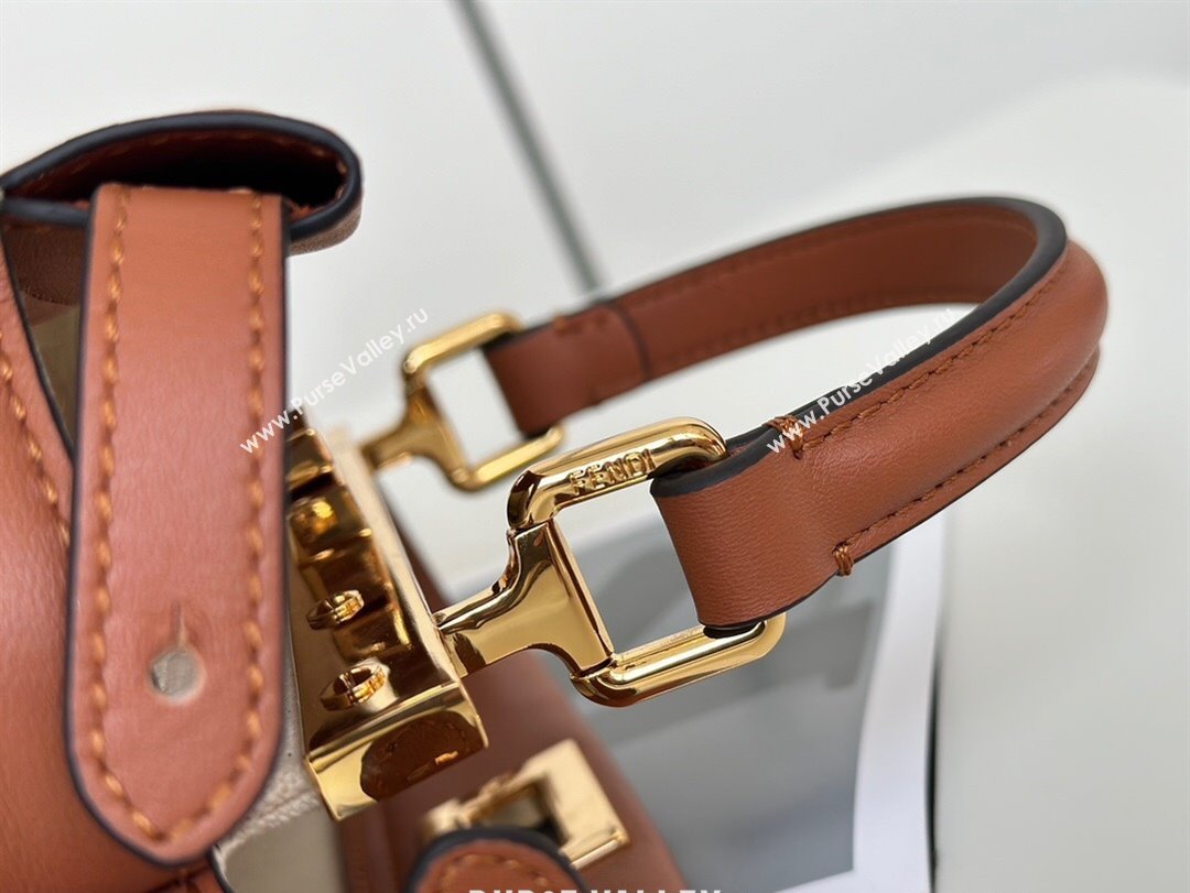 Fendi Peekaboo Mini Bag in Calfskin Leather Caramel Brown 2025 2125 Top Quality (CL-250208045)