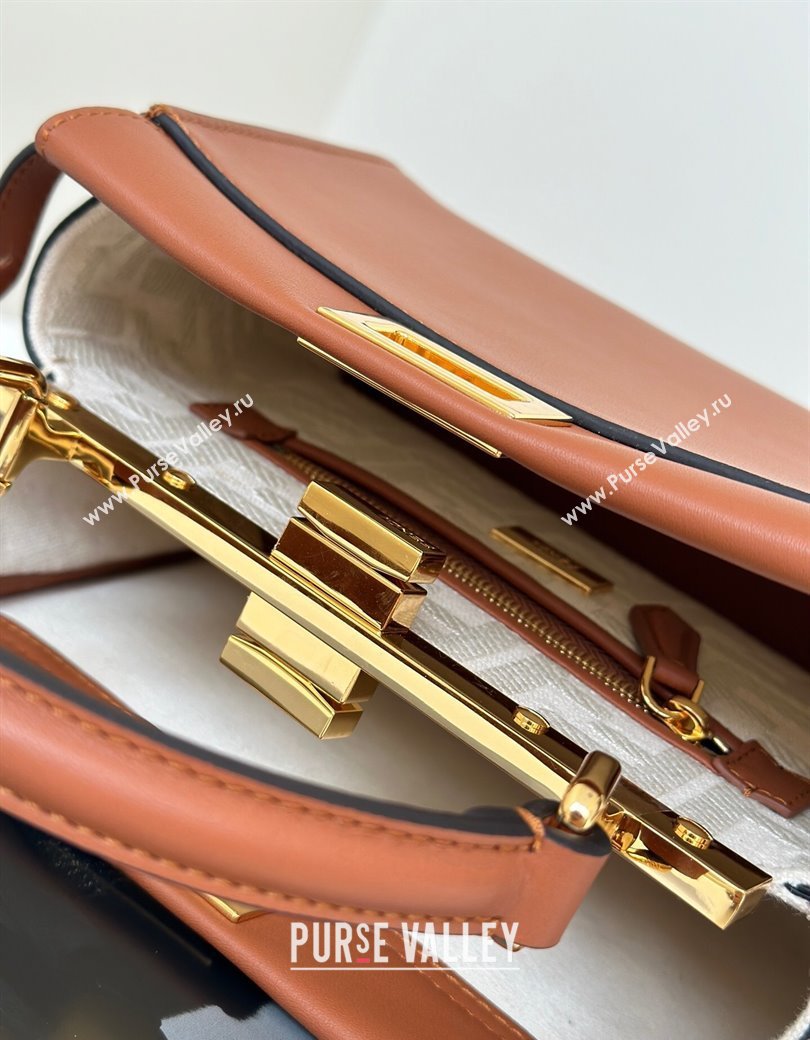 Fendi Peekaboo Mini Bag in Calfskin Leather Caramel Brown 2025 2125 Top Quality (CL-250208045)