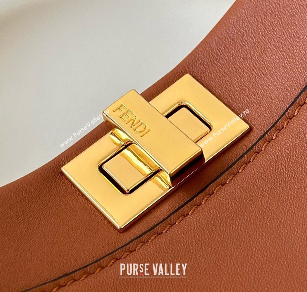 Fendi Peekaboo Mini Bag in Calfskin Leather Caramel Brown 2025 2125 Top Quality (CL-250208045)