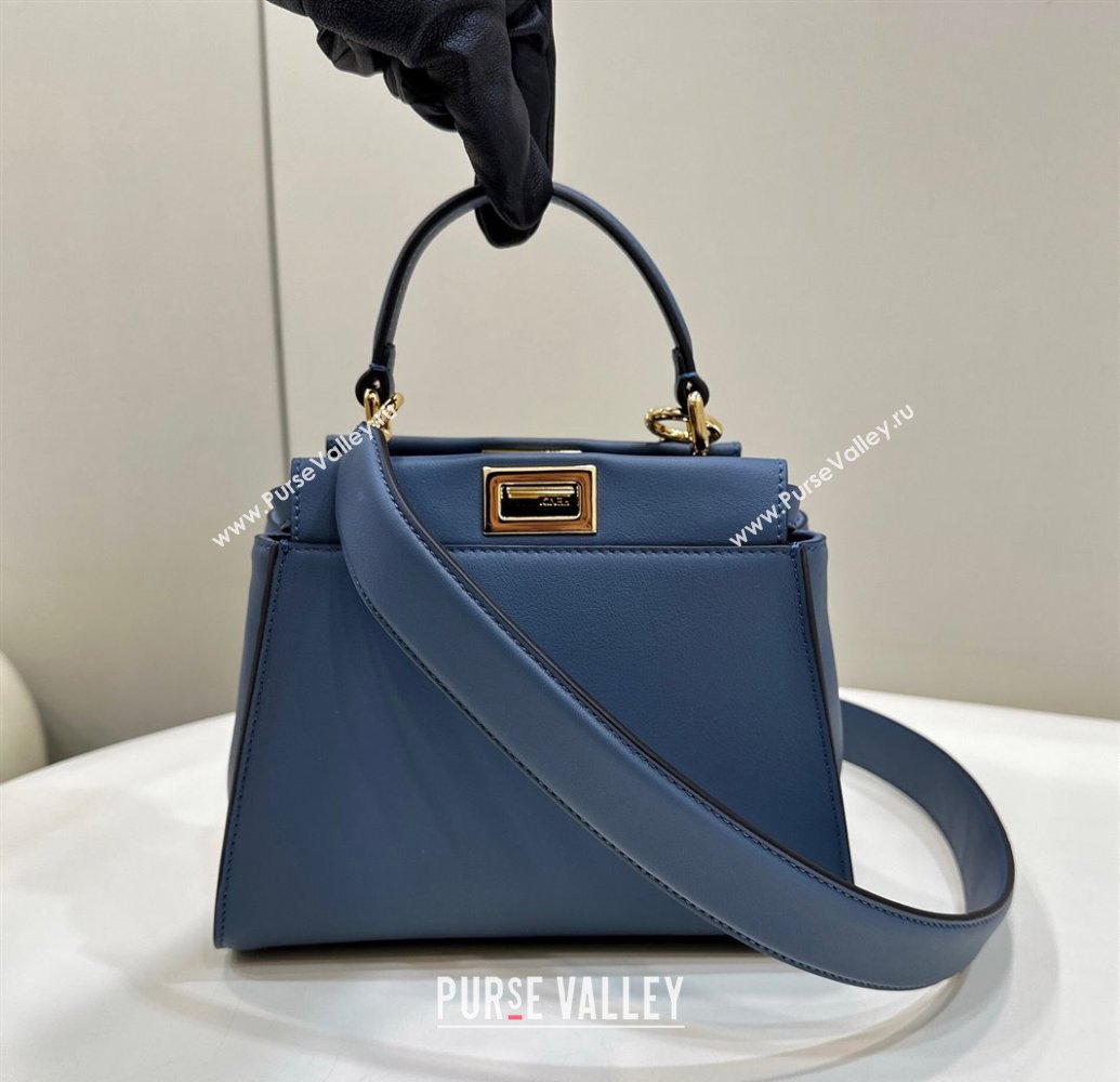 Fendi Peekaboo Mini Bag in Calfskin Leather Morocco Blue 2025 2125 Top Quality (CL-250208047)