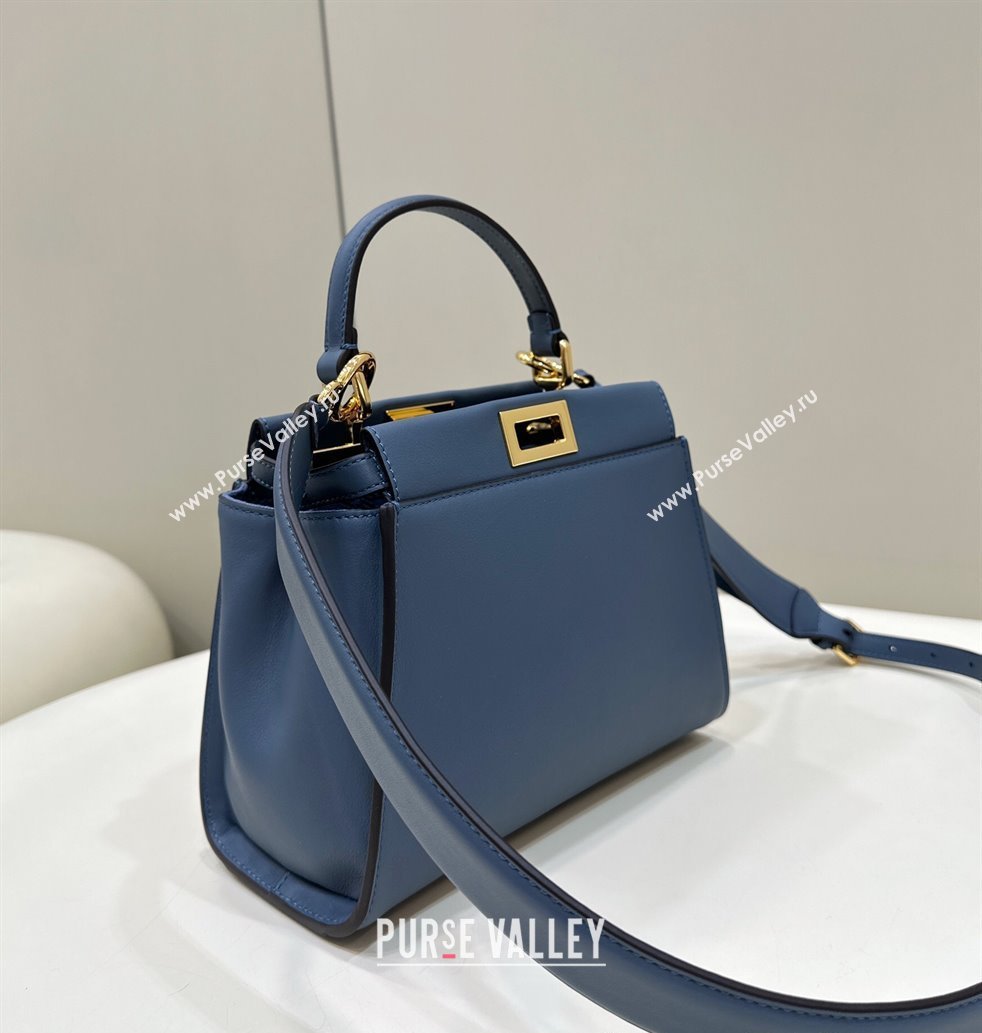 Fendi Peekaboo Mini Bag in Calfskin Leather Morocco Blue 2025 2125 Top Quality (CL-250208047)
