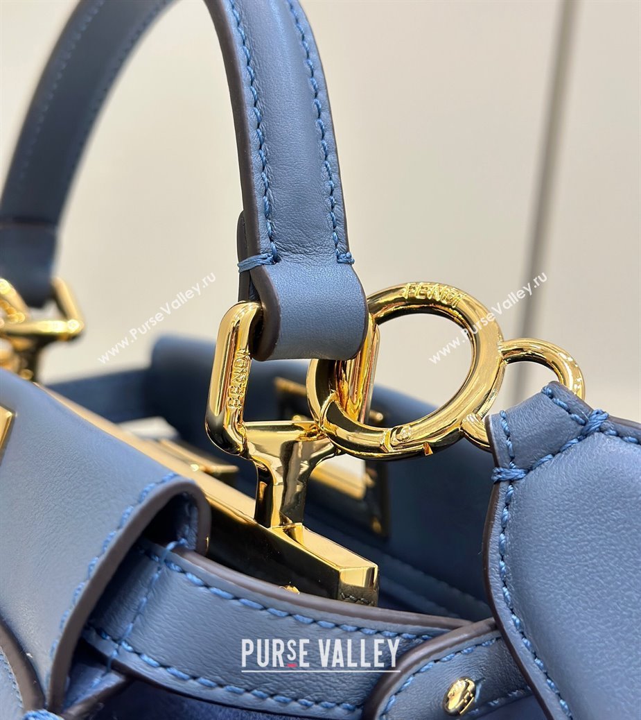 Fendi Peekaboo Mini Bag in Calfskin Leather Morocco Blue 2025 2125 Top Quality (CL-250208047)