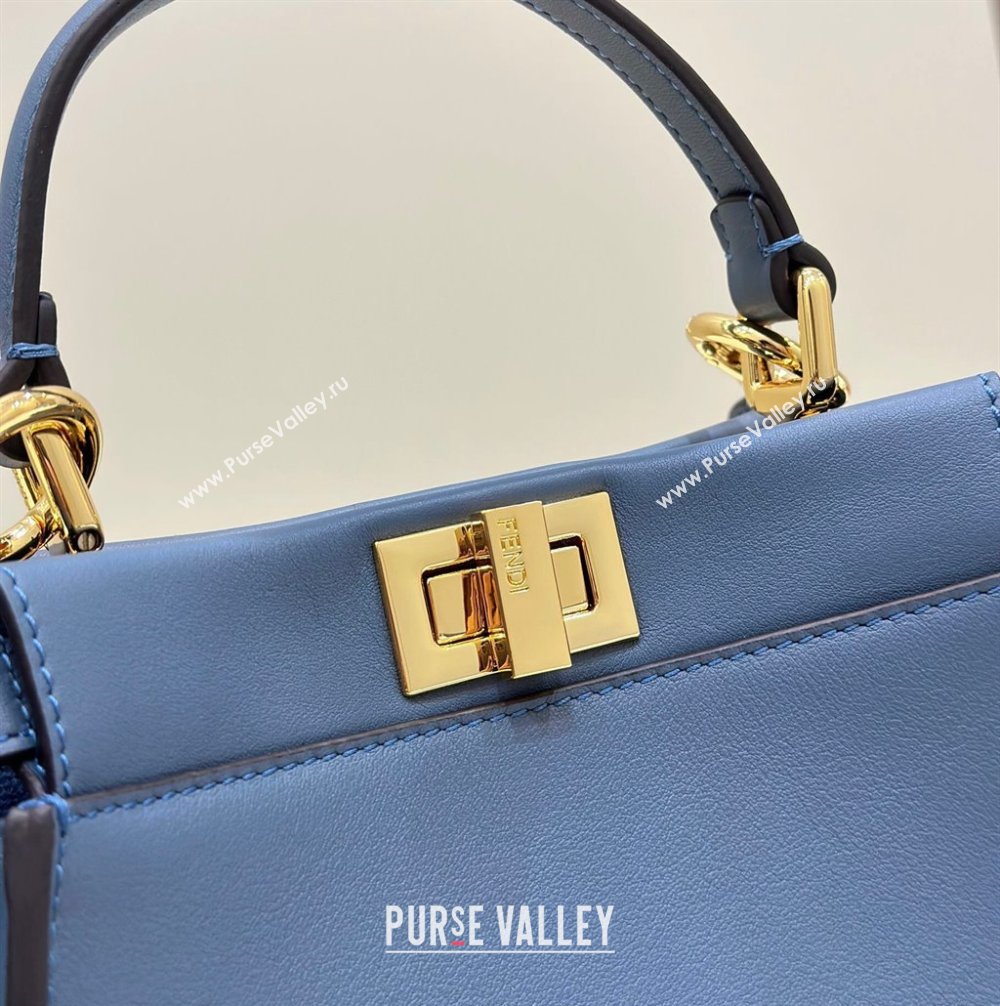 Fendi Peekaboo Mini Bag in Calfskin Leather Morocco Blue 2025 2125 Top Quality (CL-250208047)