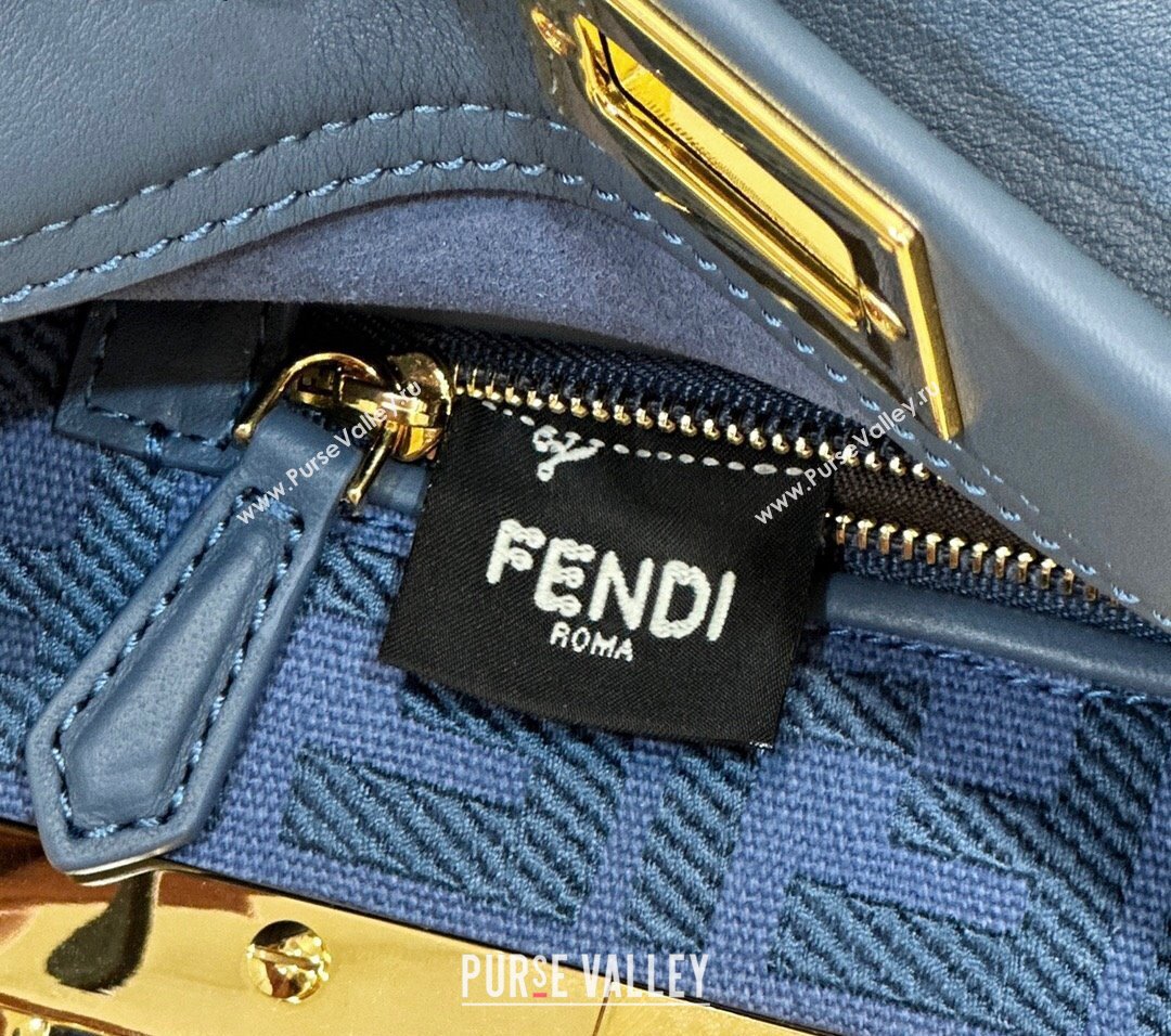 Fendi Peekaboo Mini Bag in Calfskin Leather Morocco Blue 2025 2125 Top Quality (CL-250208047)