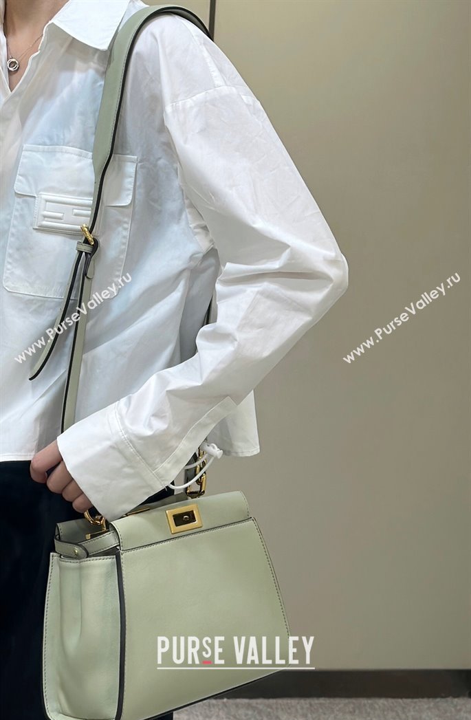 Fendi Peekaboo Mini Bag in Calfskin Leather Pale Green 2025 2125 Top Quality (CL-250208049)
