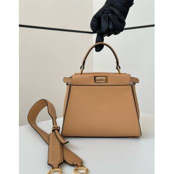Fendi Peekaboo Mini Bag in Calfskin Leather Milky Tea Beige 2025 2125 Top Quality (CL-250208050)