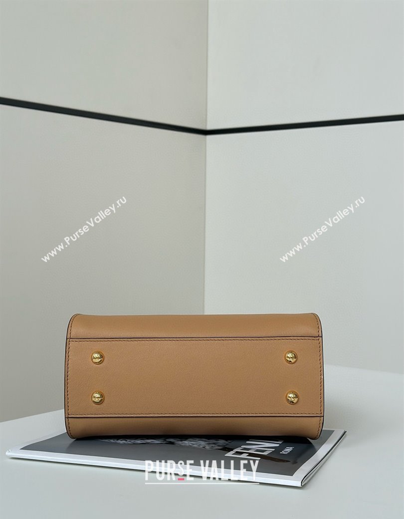 Fendi Peekaboo Mini Bag in Calfskin Leather Milky Tea Beige 2025 2125 Top Quality (CL-250208050)