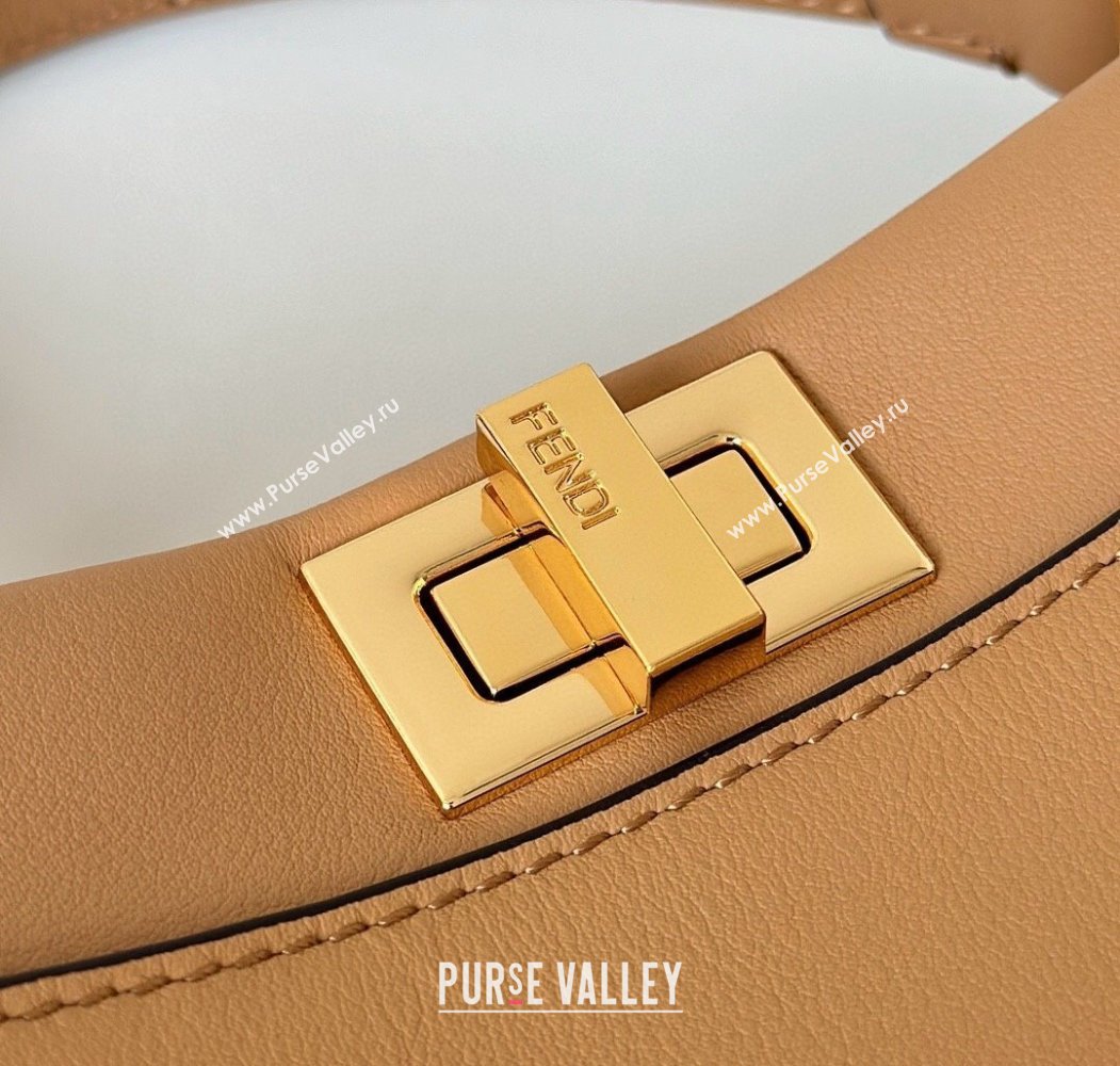 Fendi Peekaboo Mini Bag in Calfskin Leather Milky Tea Beige 2025 2125 Top Quality (CL-250208050)
