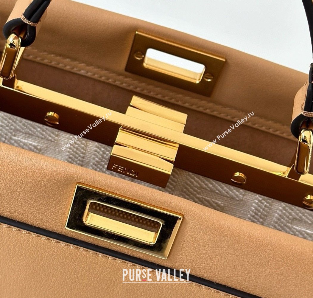 Fendi Peekaboo Mini Bag in Calfskin Leather Milky Tea Beige 2025 2125 Top Quality (CL-250208050)