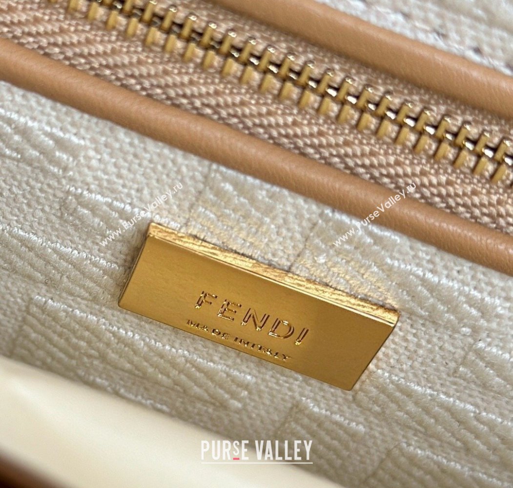 Fendi Peekaboo Mini Bag in Calfskin Leather Milky Tea Beige 2025 2125 Top Quality (CL-250208050)