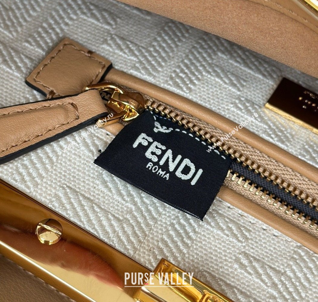 Fendi Peekaboo Mini Bag in Calfskin Leather Milky Tea Beige 2025 2125 Top Quality (CL-250208050)