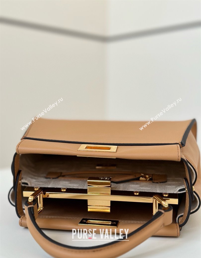 Fendi Peekaboo Mini Bag in Calfskin Leather Milky Tea Beige 2025 2125 Top Quality (CL-250208050)