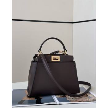 Fendi Peekaboo Mini Bag in Calfskin Leather Chocolate Brown 2025 2125 Top Quality (CL-250208052)