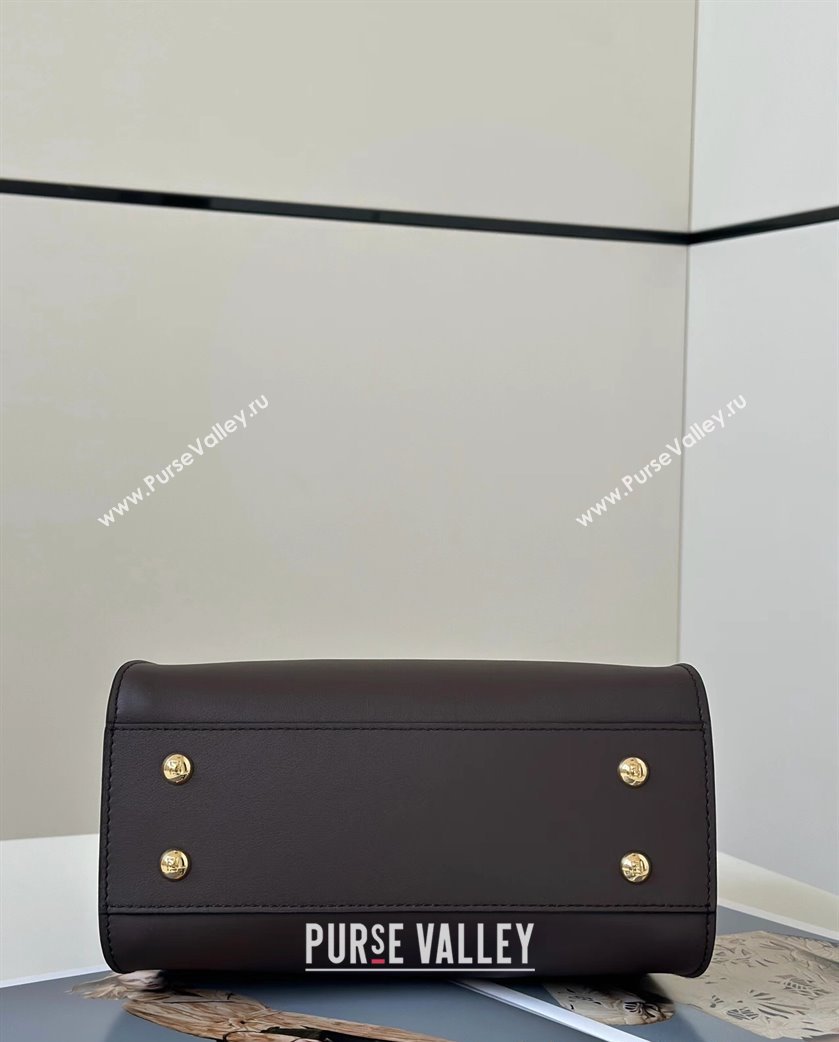 Fendi Peekaboo Mini Bag in Calfskin Leather Chocolate Brown 2025 2125 Top Quality (CL-250208052)