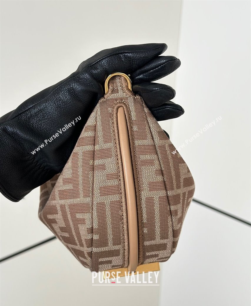 Fendi Fendigraphy Mini Hobo Bag in FF Fabric Beige 2025 8657 (CL-250210033)