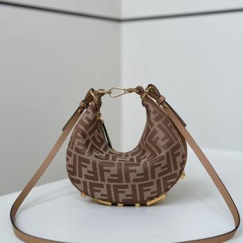 Fendi Fendigraphy Mini Hobo Bag in FF Fabric Beige 2025 8657 (CL-250210033)