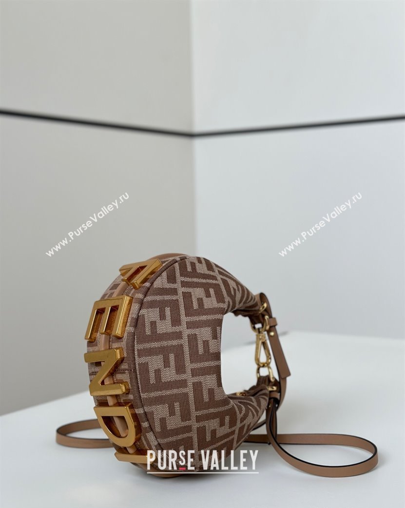 Fendi Fendigraphy Mini Hobo Bag in FF Fabric Beige 2025 8657 (CL-250210033)