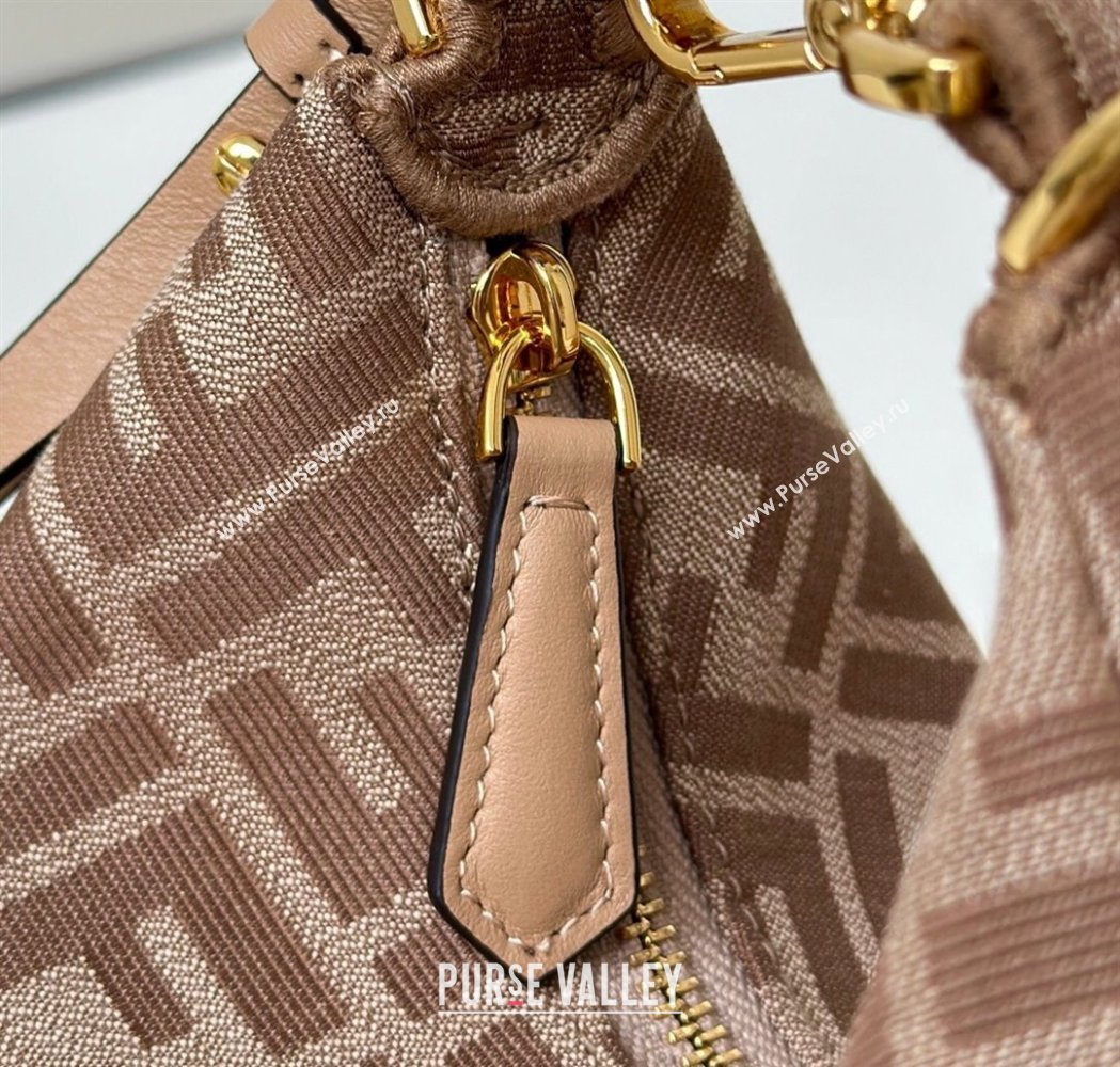 Fendi Fendigraphy Mini Hobo Bag in FF Fabric Beige 2025 8657 (CL-250210033)
