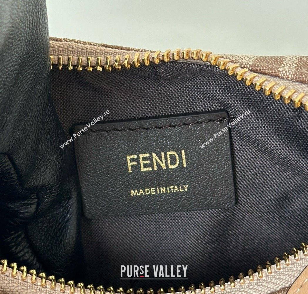 Fendi Fendigraphy Mini Hobo Bag in FF Fabric Beige 2025 8657 (CL-250210033)