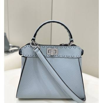 Fendi Peekaboo Mini Bag with Hand-sewn Topstitches 8615 Glacier Blue 2025 Top (CL-250210002)