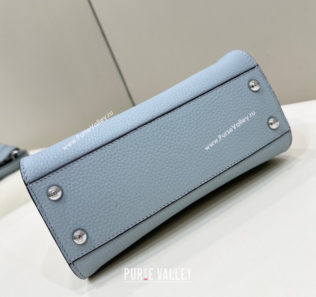 Fendi Peekaboo Mini Bag with Hand-sewn Topstitches 8615 Glacier Blue 2025 Top (CL-250210002)