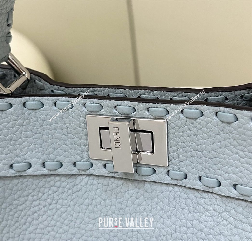 Fendi Peekaboo Mini Bag with Hand-sewn Topstitches 8615 Glacier Blue 2025 Top (CL-250210002)