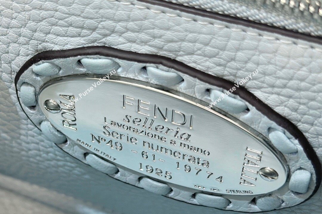 Fendi Peekaboo Mini Bag with Hand-sewn Topstitches 8615 Glacier Blue 2025 Top (CL-250210002)