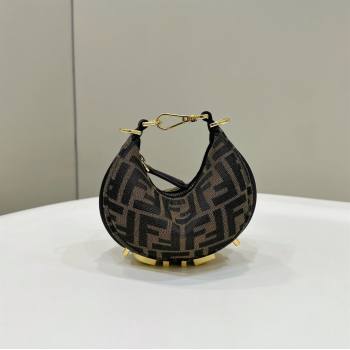 Fendi Fendigraphy Mini Hobo Bag in FF Fabric Brown 2025 80058 (CL-250210036)