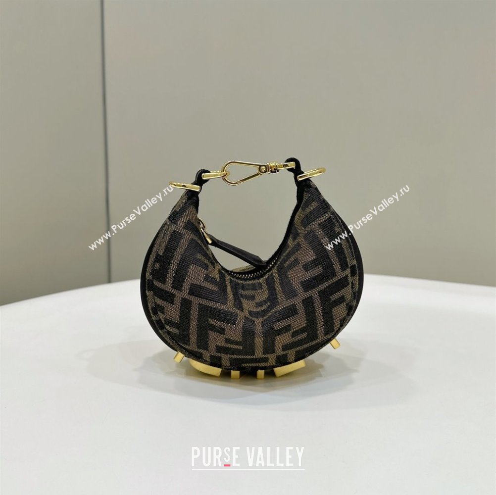 Fendi Fendigraphy Mini Hobo Bag in FF Fabric Brown 2025 80058 (CL-250210036)