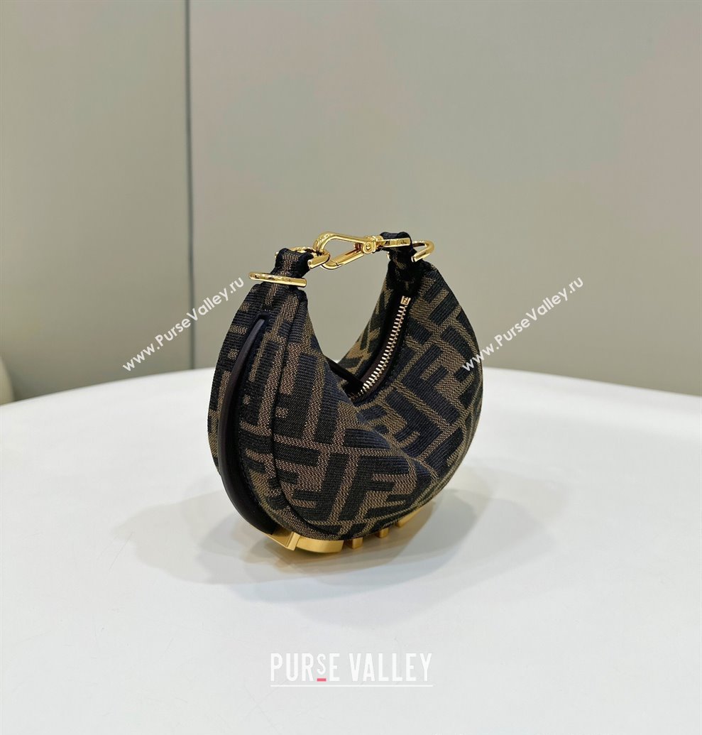 Fendi Fendigraphy Mini Hobo Bag in FF Fabric Brown 2025 80058 (CL-250210036)