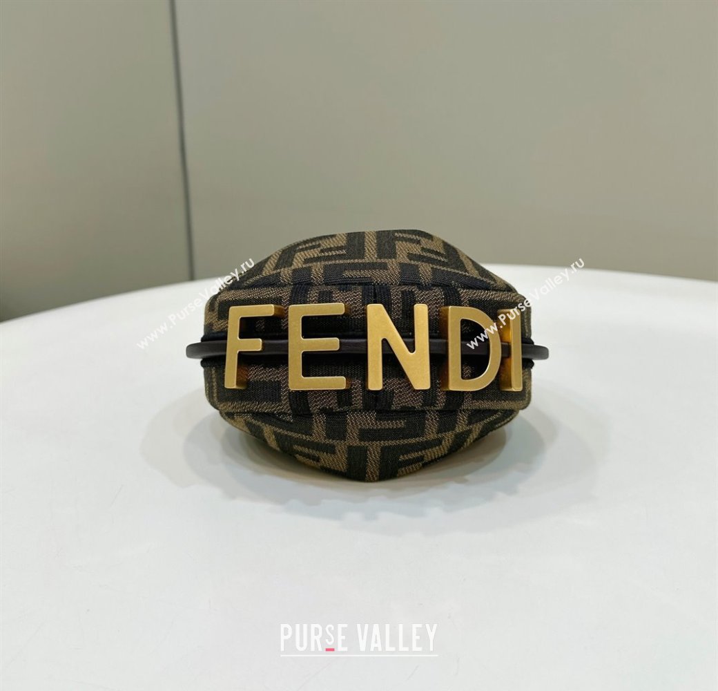Fendi Fendigraphy Mini Hobo Bag in FF Fabric Brown 2025 80058 (CL-250210036)
