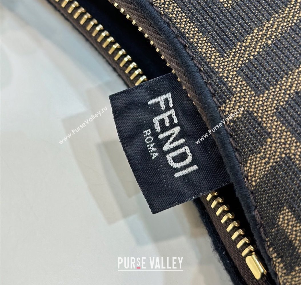 Fendi Fendigraphy Mini Hobo Bag in FF Fabric Brown 2025 80058 (CL-250210036)