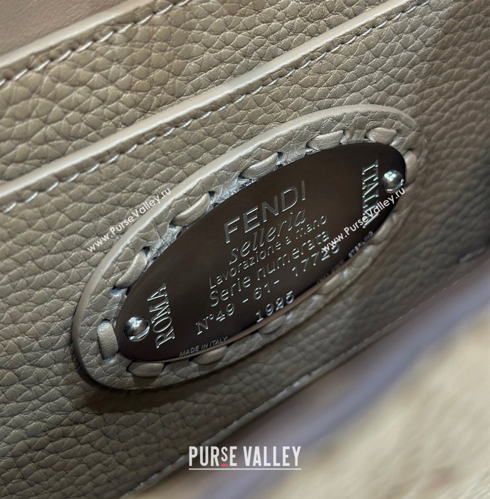 Fendi Peekaboo ISeeU Petite Bag in Grained Leather with Oversized topstitching Dove Grey 2025 80133 top (CL-250210005)