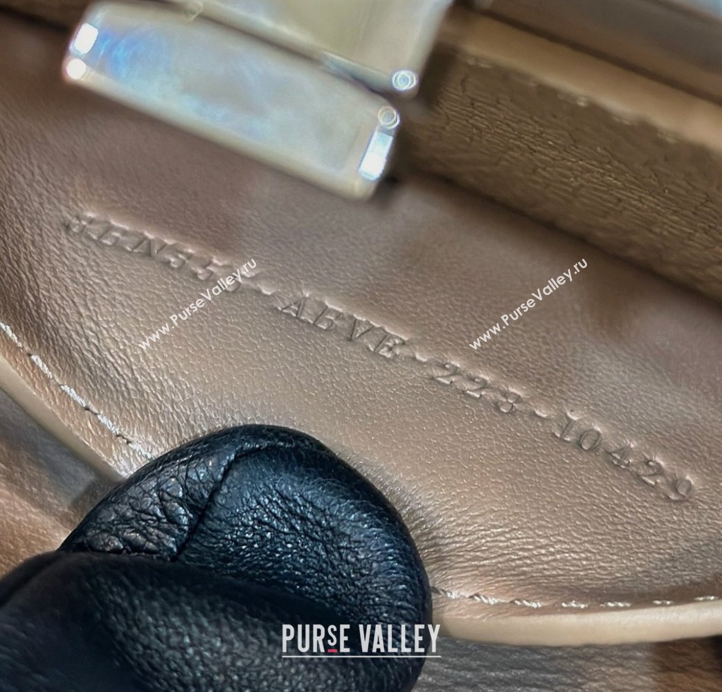 Fendi Peekaboo ISeeU Petite Bag in Grained Leather with Oversized topstitching Dove Grey 2025 80133 top (CL-250210005)