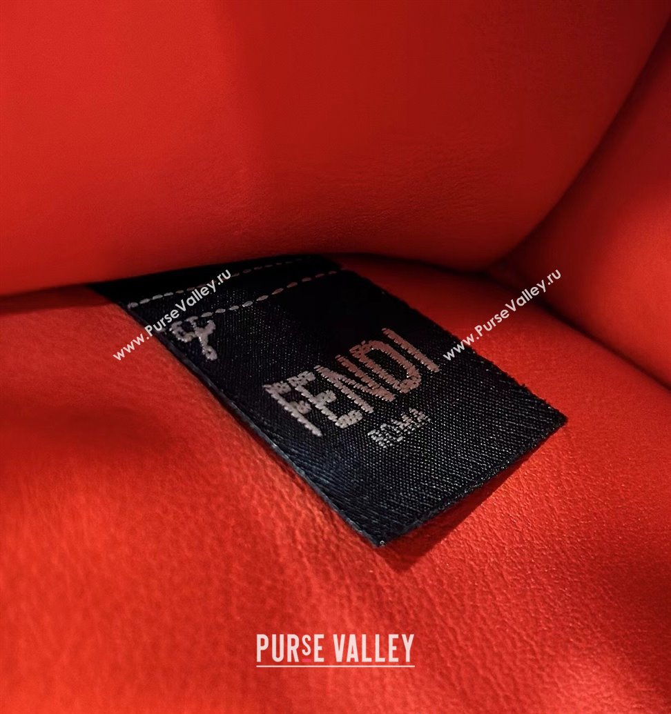 Fendi Peekaboo ISeeU Petite Bag in Grained Leather with Oversized topstitching Red 2025 80133 top (CL-250210009)
