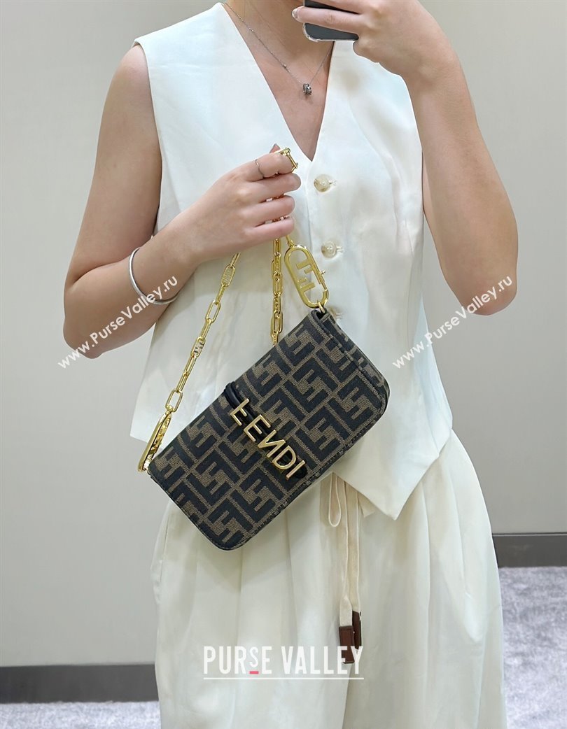 Fendi Fendigraphy Wallet On Chain Mini Bag in Brown FF Fabric 2025 A076 (CL-250210041)