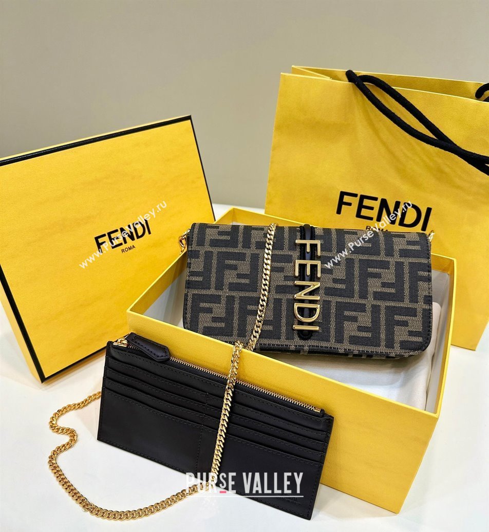 Fendi Fendigraphy Wallet On Chain Mini Bag in Brown FF Fabric 2025 A076 (CL-250210041)