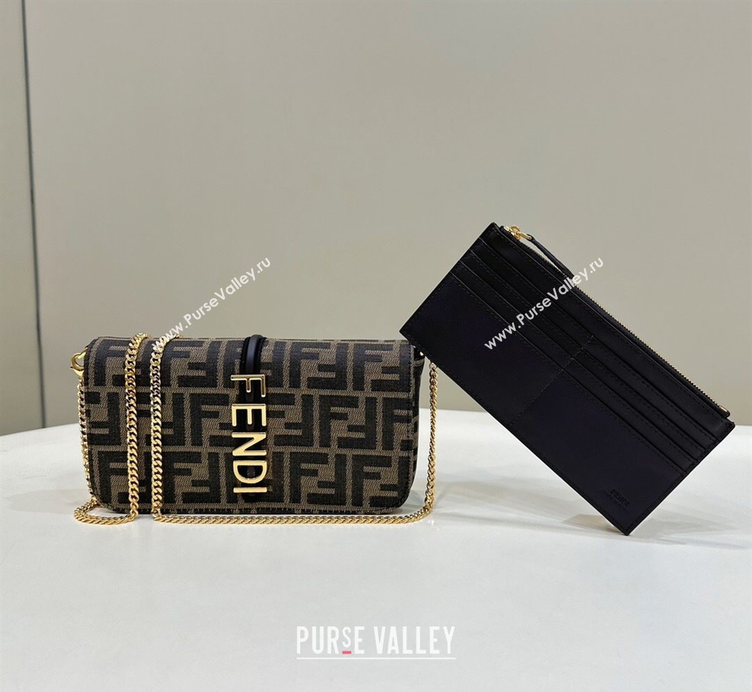 Fendi Fendigraphy Wallet On Chain Mini Bag in Brown FF Fabric 2025 A076 (CL-250210041)